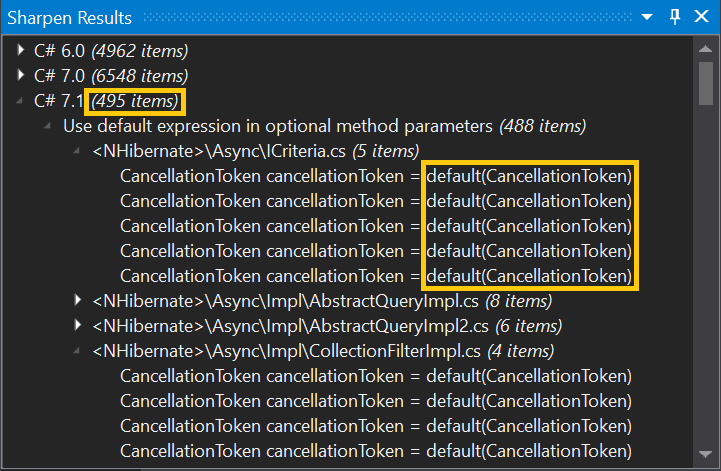 Sharpen results for default expressions usages in NHibernate